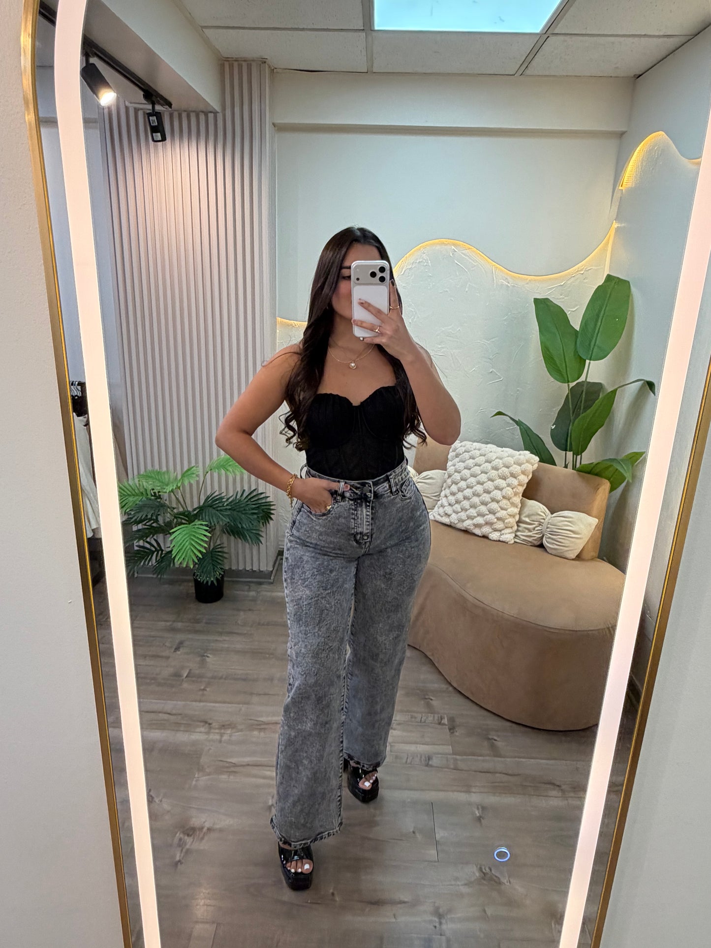 WIDE LEG JASPEADO GRIS