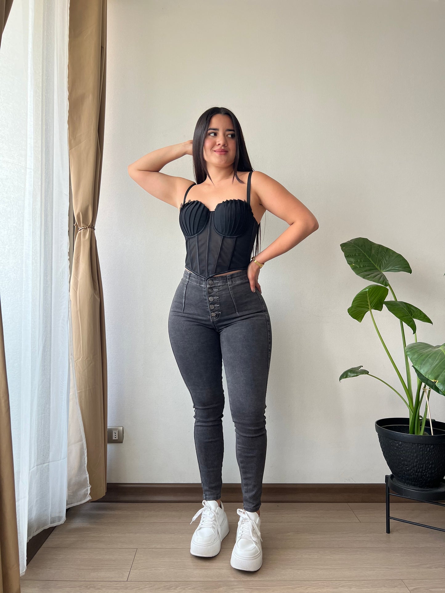 SKINNY GRIS BOTONES