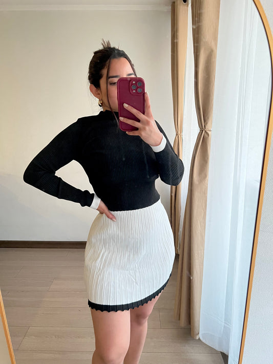Vestido Angelina Blanco y Negro